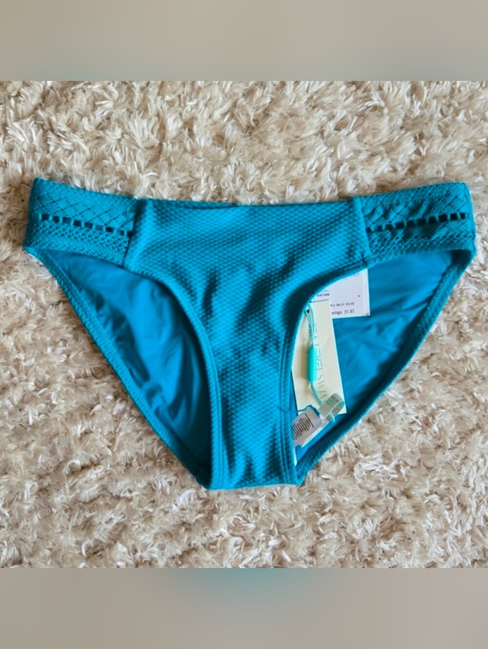 Sea Level Swim Amazing Lace Spliced Bikini Bottoms Sz 4 Seafoam